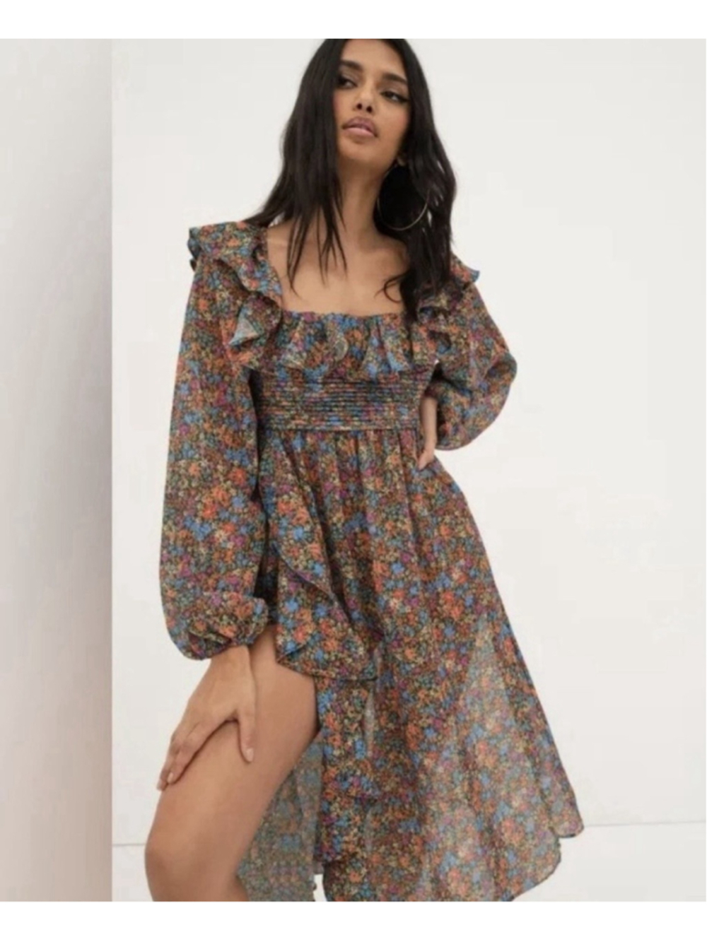 NWT For Love & Lemons Brittany Floral Print Midi Length Dress Size XXS Bohemian